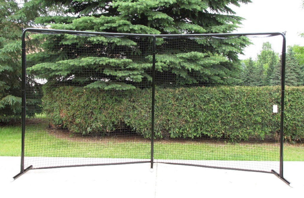 14.5’ x 7.5’ Angled, Self-Standing, 3-Pole Steel Backstop with Premium Black Powder-Coated Finish; Great for Containing Balls and Pucks in Your Backyard.