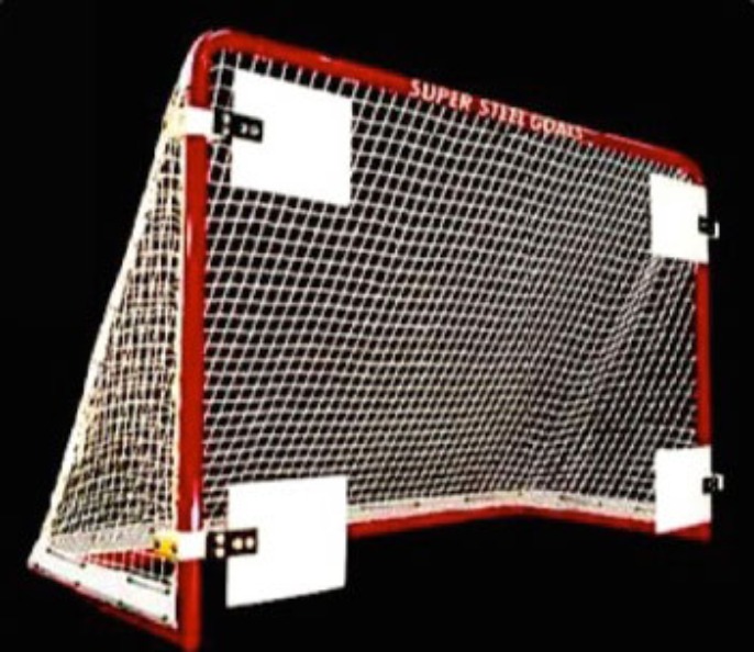 6’ x 4’ Steel Hockey Goal Frame; 28” Rectangular Base Depth, 1-3/4” Steel Tubing, and Welded Lacing Bar for Attaching Net; Premium Red Powder-Coated Finish.