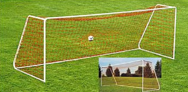 Heavy-Duty Steel Soccer Goal with Top Shelf; Quality White Powder-Coated Finish.