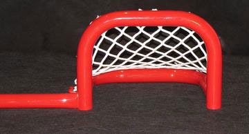 6’L Steel Pond Hockey Goal Frame with Two Scoring Pockets, 9"H x 12"W, Front View.