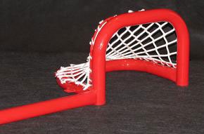 6'L Steel Pond Hockey Goal Frame with Two Scoring Pockets, 9"H x 12"W, Side View.