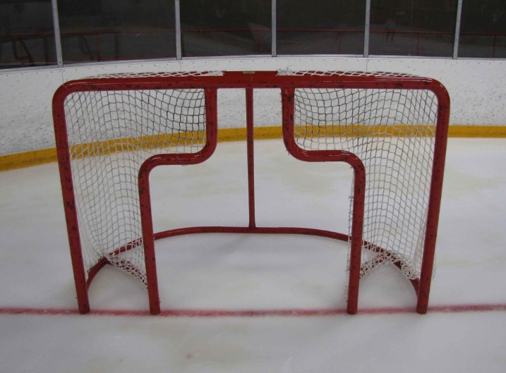 6’ x 4’ Steel Hockey Training Goal Front with Two Shooting Target Area, Each Side of Goalie; Welded Lacing Bar for Attaching Net; For Hockey Shooting Practice.