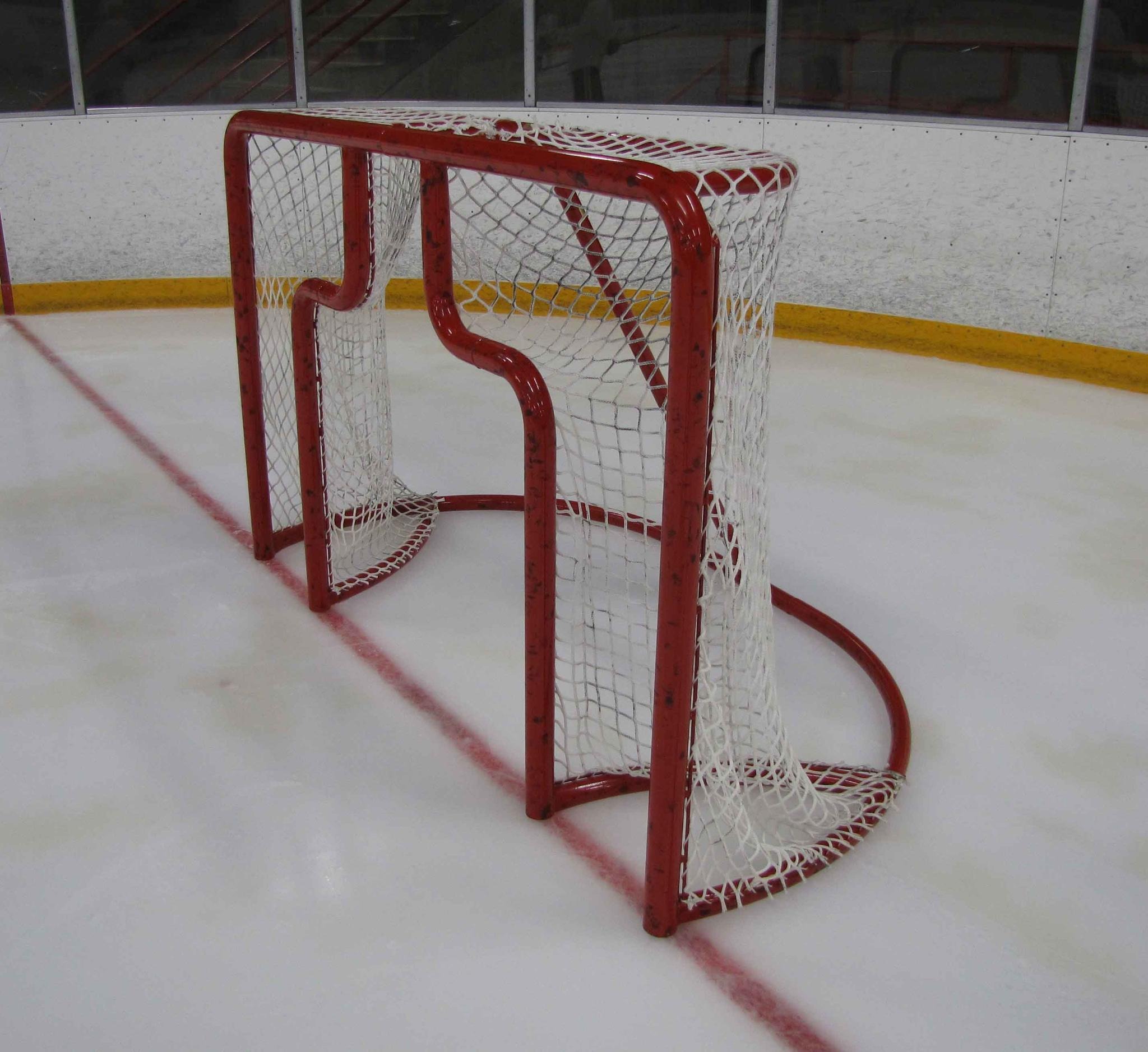 6’ x 4’ Steel Hockey Training Goal Front with Two Shooting Target Area, Each Side of Goalie; Welded Lacing Bar for Attaching Net; For Hockey Shooting Practice.