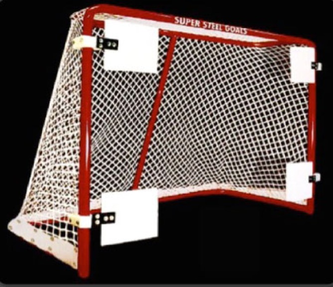 6’ x 4’ Steel Hockey Goal Frame; 28” Rectangular Base Depth, 1-7/8” Steel Tubing, and Welded Lacing Bar for Attaching Net; Premium Red Powder-Coated Finish.